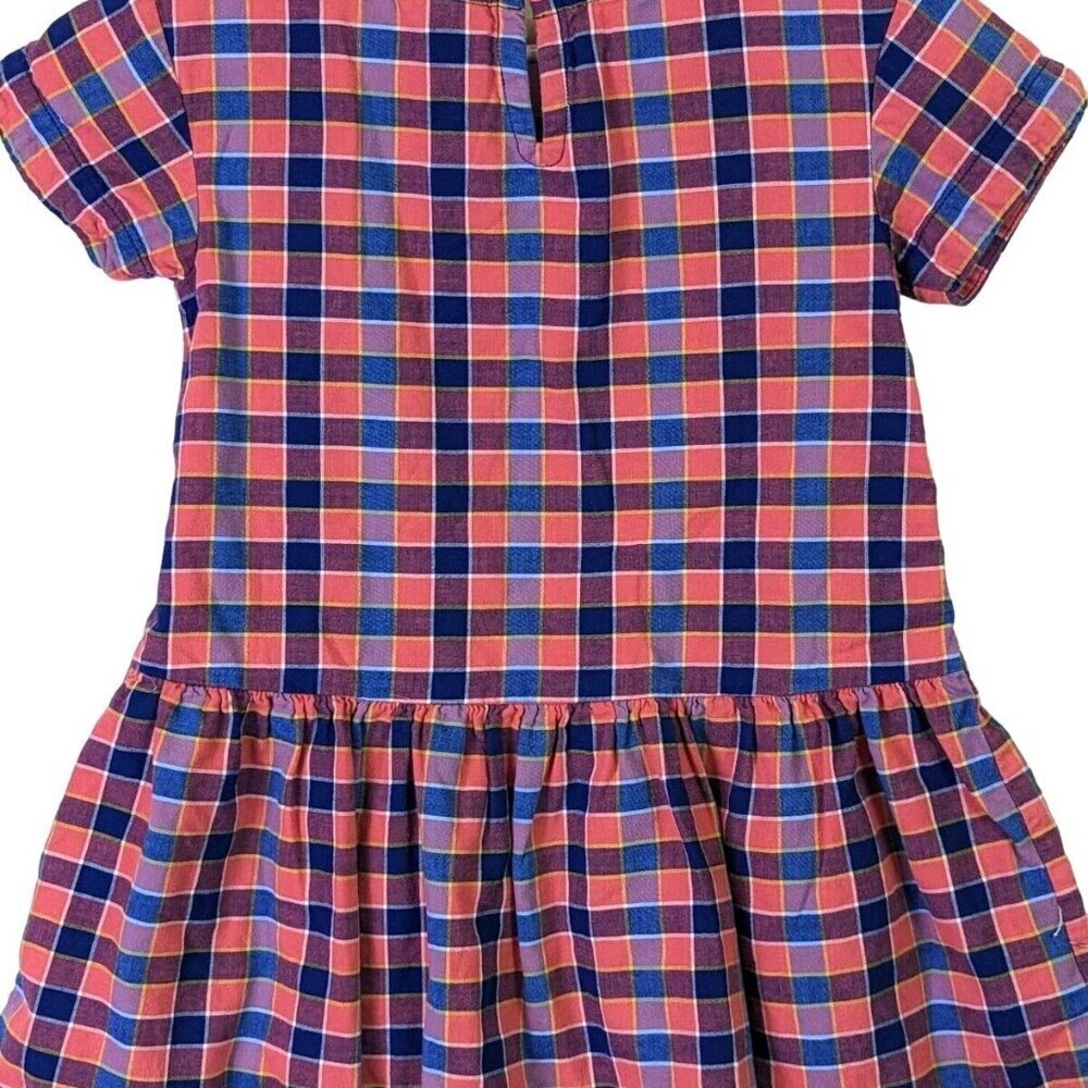 Tea Collection Dress Plaid Red Blue Short Sleeve Pockets Cotton Lined size 4 - Picture 13 of 13